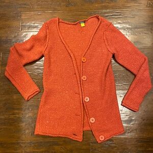 Cabela’s Sunset Orange Cable Knit Button Down Sweater Women’s Small